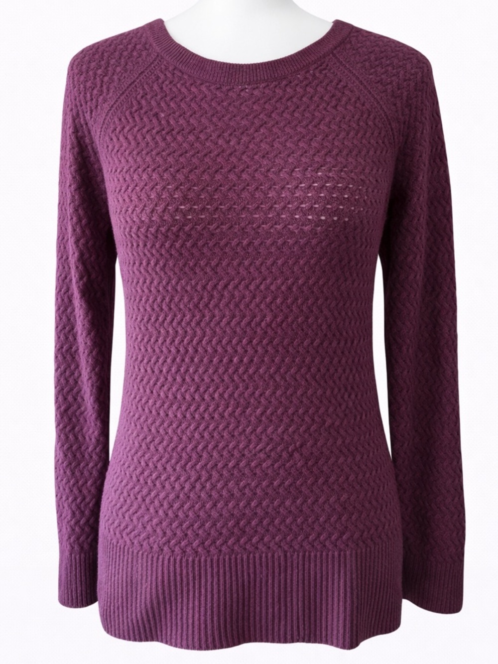 AE open knit Crewneck Knit Sweater Plum size small
